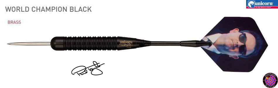 Steel Dartpfeil Set Unicorn - Black Brass Phil Taylor